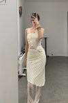 Un Morceau elastic lace asymmetric tube top um231sz19 meter white PUM38